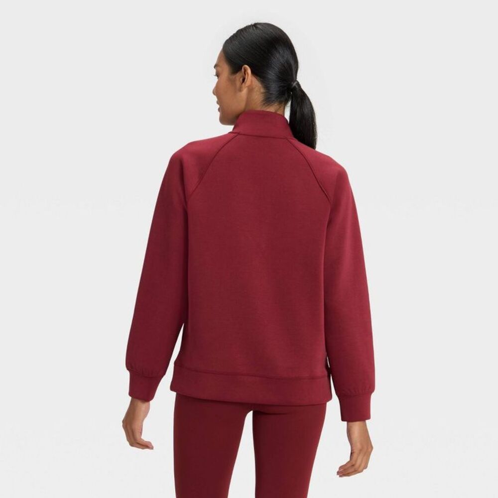 Women's Airy Sleek Legging Friendly Half Zip Sweatshirt - All In Motion Maroon S - Picture 2 of 5